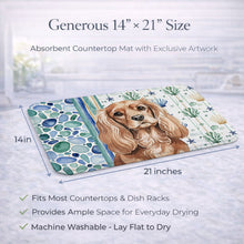 Load image into Gallery viewer, Ruby Cavalier Spaniel Coastal Sea Glass Dish Drying Mat