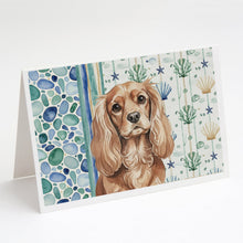 Load image into Gallery viewer, Ruby Cavalier Spaniel Coastal Sea Glass Greeting Cards Pack of 8