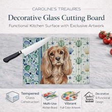 Load image into Gallery viewer, Ruby Cavalier Spaniel Coastal Sea Glass Glass Cutting Board