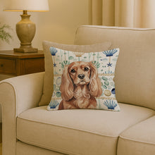 Load image into Gallery viewer, Ruby Cavalier Spaniel Coastal Sea Glass Throw Pillow