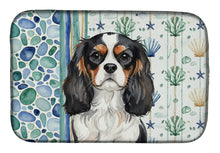 Load image into Gallery viewer, Tricolor Cavalier Spaniel Coastal Sea Glass Dish Drying Mat