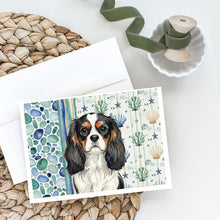 Load image into Gallery viewer, Tricolor Cavalier Spaniel Coastal Sea Glass Greeting Cards Pack of 8