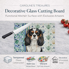Load image into Gallery viewer, Tricolor Cavalier Spaniel Coastal Sea Glass Glass Cutting Board