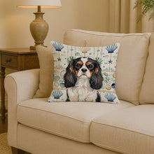 Load image into Gallery viewer, Tricolor Cavalier Spaniel Coastal Sea Glass Throw Pillow