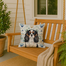 Load image into Gallery viewer, Tricolor Cavalier Spaniel Coastal Sea Glass Throw Pillow