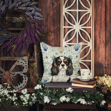 Load image into Gallery viewer, Tricolor Cavalier Spaniel Coastal Sea Glass Throw Pillow