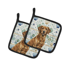 Load image into Gallery viewer, Chesapeake Bay Retriever Coastal Sea Glass Pair of Pot Holders