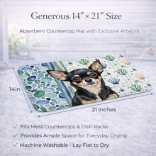 Load image into Gallery viewer, Black and Tan Chihuahua Coastal Sea Glass Dish Drying Mat