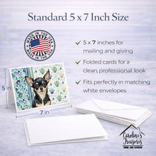 Load image into Gallery viewer, Black and Tan Chihuahua Coastal Sea Glass Greeting Cards Pack of 8