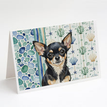 Load image into Gallery viewer, Black and Tan Chihuahua Coastal Sea Glass Greeting Cards Pack of 8