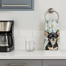 Load image into Gallery viewer, Black and Tan Chihuahua Coastal Sea Glass Kitchen Towel