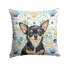 Load image into Gallery viewer, Black and Tan Chihuahua Coastal Sea Glass Throw Pillow