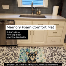 Load image into Gallery viewer, Black and Tan Chihuahua Coastal Sea Glass Memory Foam Kitchen Mat