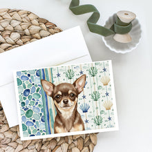 Load image into Gallery viewer, Chocolate Chihuahua Coastal Sea Glass Greeting Cards Pack of 8
