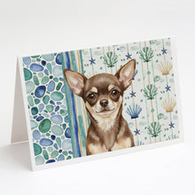 Load image into Gallery viewer, Chocolate Chihuahua Coastal Sea Glass Greeting Cards Pack of 8
