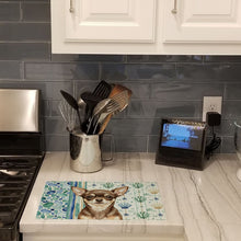 Load image into Gallery viewer, Chocolate Chihuahua Coastal Sea Glass Glass Cutting Board