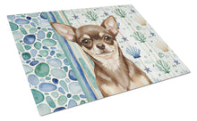 Load image into Gallery viewer, Chocolate Chihuahua Coastal Sea Glass Glass Cutting Board