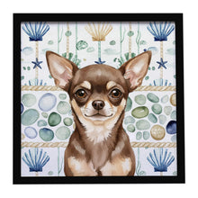 Load image into Gallery viewer, Chocolate Chihuahua Coastal Sea Glass Framed Metal Print