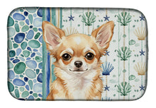 Load image into Gallery viewer, Fawn Chihuahua Coastal Sea Glass Dish Drying Mat