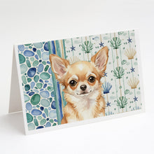 Load image into Gallery viewer, Fawn Chihuahua Coastal Sea Glass Greeting Cards Pack of 8
