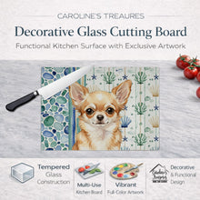 Load image into Gallery viewer, Fawn Chihuahua Coastal Sea Glass Glass Cutting Board