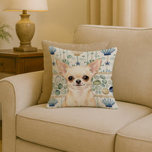 Load image into Gallery viewer, Cream Chihuahua Coastal Sea Glass Throw Pillow