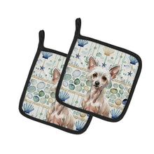 Load image into Gallery viewer, Hairless Chinese Crested Coastal Sea Glass Pair of Pot Holders