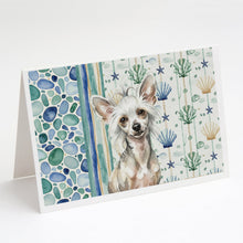 Load image into Gallery viewer, Hairless Mottled Pattern Chinese Crested Coastal Sea Glass Greeting Cards Pack of 8