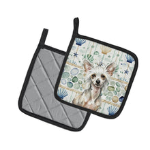 Load image into Gallery viewer, Hairless Mottled Pattern Chinese Crested Coastal Sea Glass Pair of Pot Holders