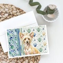 Load image into Gallery viewer, Hairless Palomino Chinese Crested Coastal Sea Glass Greeting Cards Pack of 8
