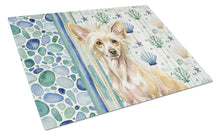 Load image into Gallery viewer, Hairless Palomino Chinese Crested Coastal Sea Glass Glass Cutting Board