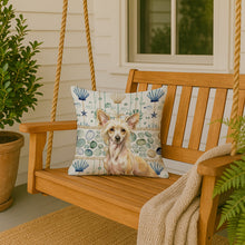 Load image into Gallery viewer, Hairless Palomino Chinese Crested Coastal Sea Glass Throw Pillow