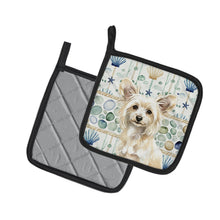 Load image into Gallery viewer, Powderpuff Chinese Crested Coastal Sea Glass Pair of Pot Holders