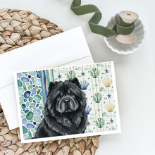 Load image into Gallery viewer, Black Chow Chow Coastal Sea Glass Greeting Cards Pack of 8