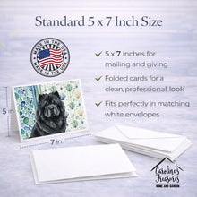 Load image into Gallery viewer, Black Chow Chow Coastal Sea Glass Greeting Cards Pack of 8