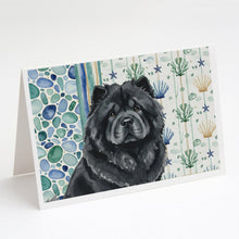 Load image into Gallery viewer, Black Chow Chow Coastal Sea Glass Greeting Cards Pack of 8