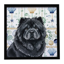 Load image into Gallery viewer, Black Chow Chow Coastal Sea Glass Framed Metal Print