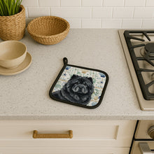 Load image into Gallery viewer, Black Chow Chow Coastal Sea Glass Pair of Pot Holders