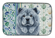 Load image into Gallery viewer, Blue Chow Chow Coastal Sea Glass Dish Drying Mat