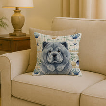 Load image into Gallery viewer, Blue Chow Chow Coastal Sea Glass Throw Pillow