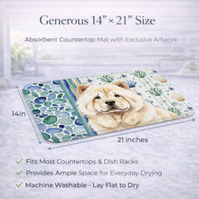 Load image into Gallery viewer, Cream Chow Chow Coastal Sea Glass Dish Drying Mat