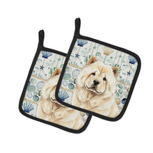 Load image into Gallery viewer, Cream Chow Chow Coastal Sea Glass Pair of Pot Holders