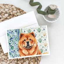 Load image into Gallery viewer, Red Chow Chow Coastal Sea Glass Greeting Cards Pack of 8