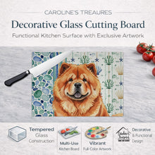 Load image into Gallery viewer, Red Chow Chow Coastal Sea Glass Glass Cutting Board