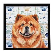 Load image into Gallery viewer, Red Chow Chow Coastal Sea Glass Framed Metal Print