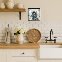Load image into Gallery viewer, Black Cocker Spaniel Coastal Sea Glass Framed Metal Print
