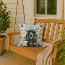 Load image into Gallery viewer, Black Cocker Spaniel Coastal Sea Glass Throw Pillow