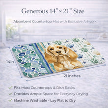 Load image into Gallery viewer, Buff Cocker Spaniel Coastal Sea Glass Dish Drying Mat