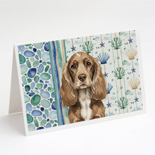 Load image into Gallery viewer, Chocolate Cocker Spaniel Coastal Sea Glass Greeting Cards Pack of 8