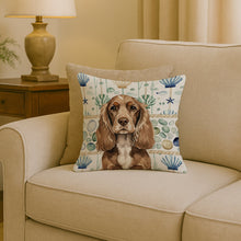 Load image into Gallery viewer, Chocolate Cocker Spaniel Coastal Sea Glass Throw Pillow
